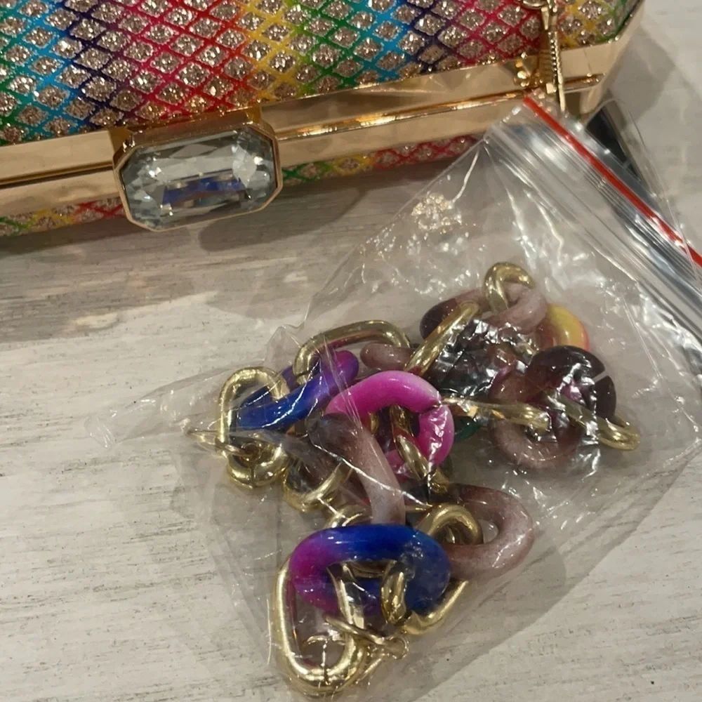 Alessia Rainbow glitter rhinestone clutch purse